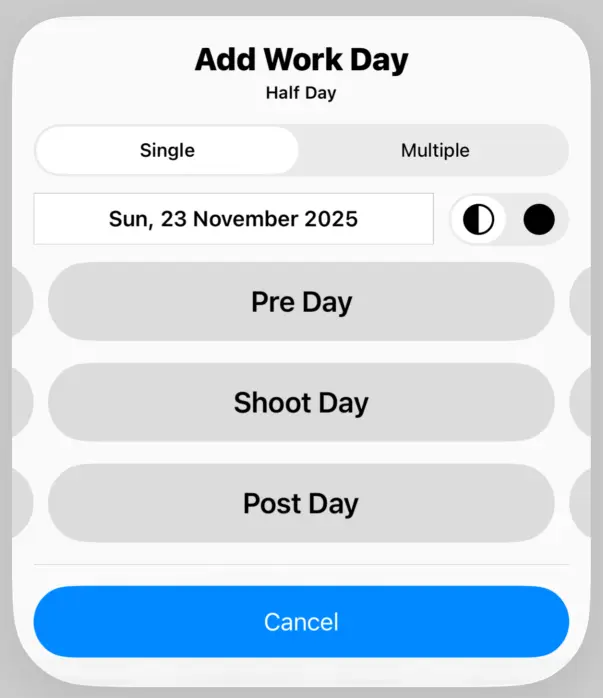 Select 'Half Day' If Required