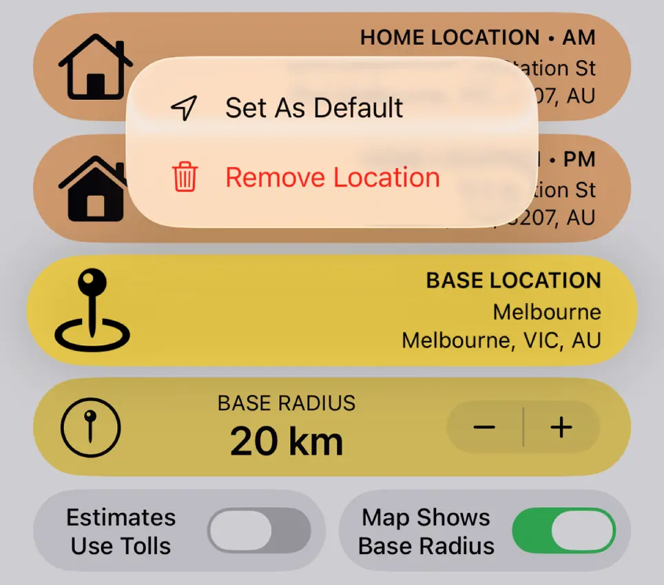 Set as Default Base Location