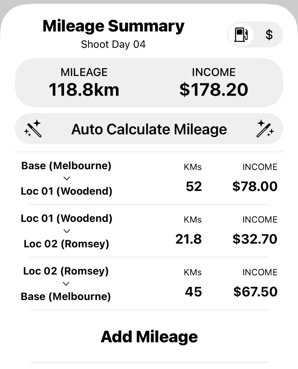 Results of Auto Calculate Mileage